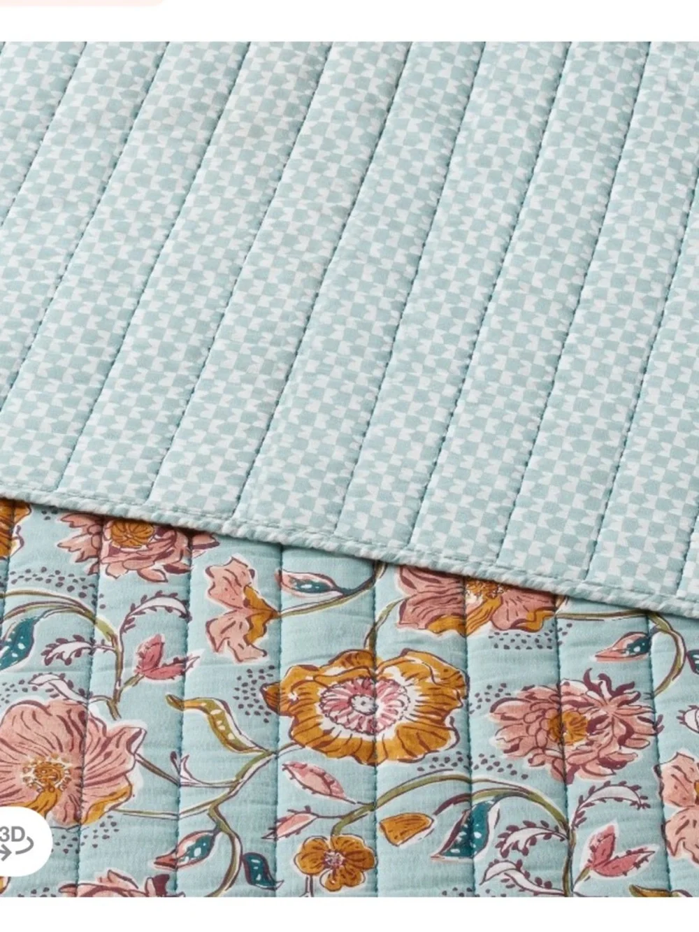 Threshold F/Q 3- Piece Quilt & Shams Set in Blue Floral Printed Viole